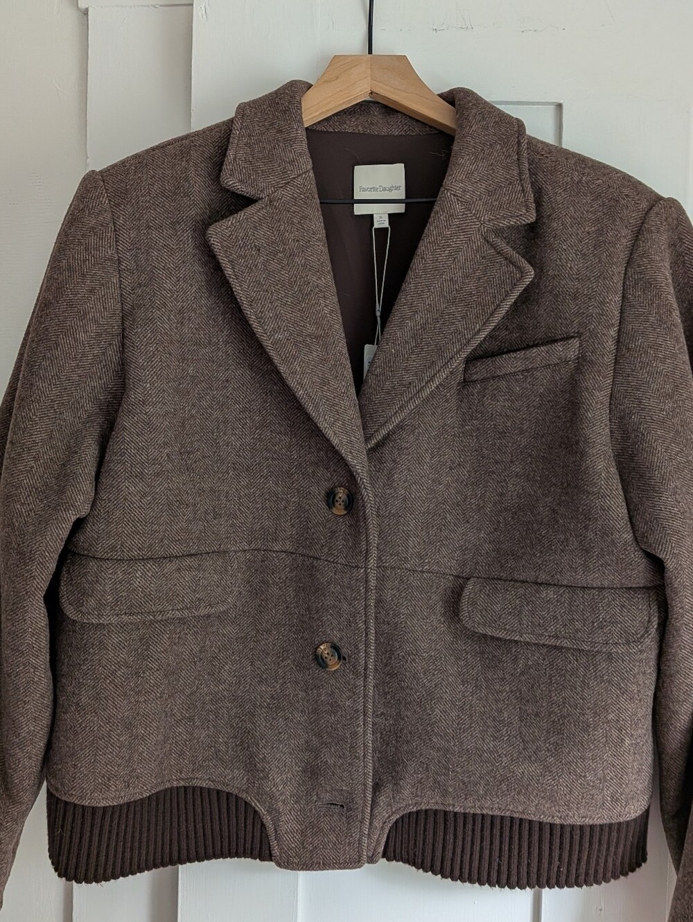 Favorite Daughter "The City" Herringbone Bomber Jacket - Picture 4 of 10